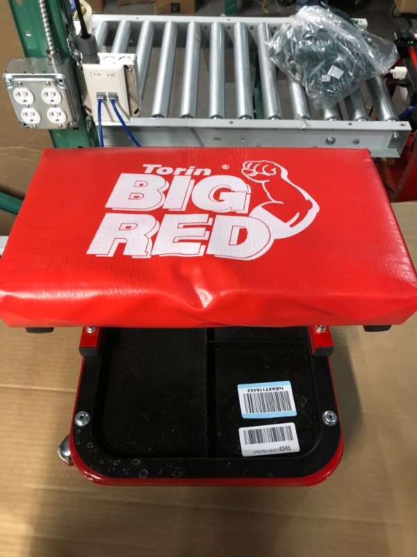 Photo 2 of Torin TR6300 Red Rolling Creeper Garage/Shop Seat: Padded Mechanic Stool with Tool Tray 15 x 15 x 6 inches