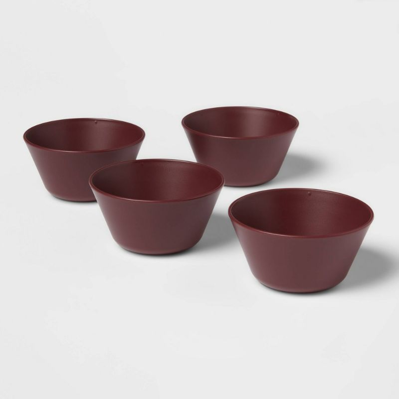 Photo 1 of 7.9oz 4pk Plastic Mini Bowls Red (PACK OF 8) SET OF 4 4 Inches (L), 2 Inches (H) x 4 Inches (W)