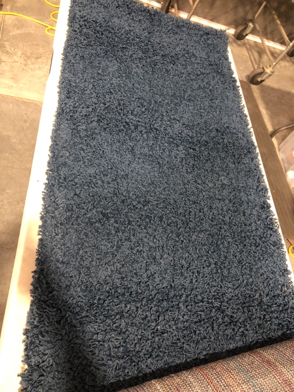 Photo 3 of *COLOR:BLUE** Unique Loom Solid Shag Collection Area Rug (2' x 6' , Navy Blue)