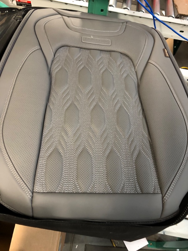 Photo 4 of Coverado Front Seat Covers, Premium Nappa Leather Sideless Auto Seat Cushions with Embossed Pattern, Universal Fit Interior Accessories for Most Cars, Gray FrontPair