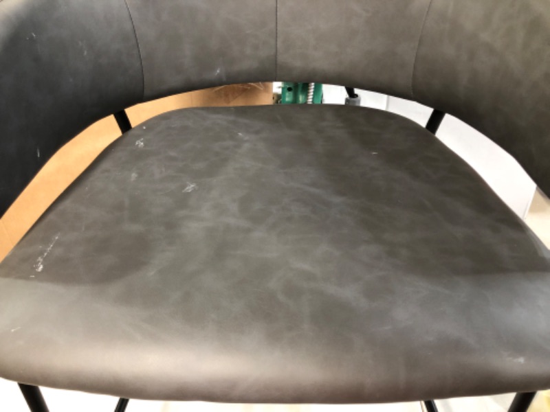 Photo 4 of (Minor Damage/missing part) Armen Living "Oshen 26"" Modern Faux Leather and Metal Counter Height Bar Stool, Grey