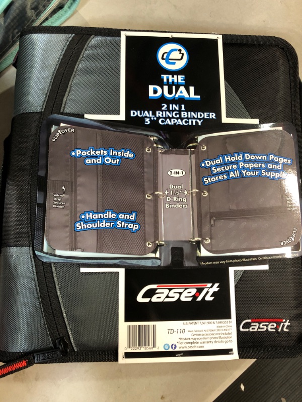 Photo 1 of Case•it Dual Ring Zipper Binder with Exterior Pocket Black 3 Inch DUAL-121-aCase•it Dual Ring Zipper Binder with Exterior Pocket Black 3 Inch DUAL-121-a
