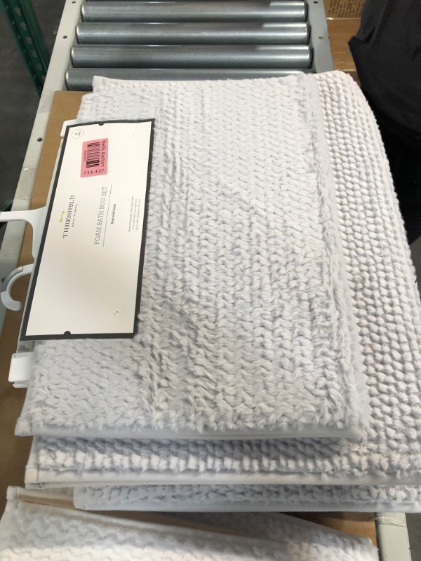Photo 1 of 2pk Fuzzy Foam Bath Rug Gray 