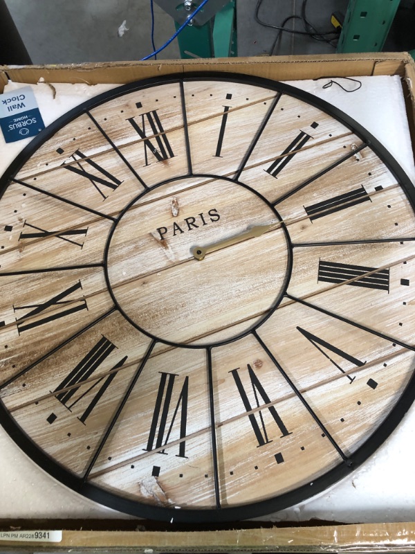 Photo 2 of *USED/MISSING ONE HAND** Sorbus Paris Wall Clocks, Parisian French Country Rustic Large, 24” Round