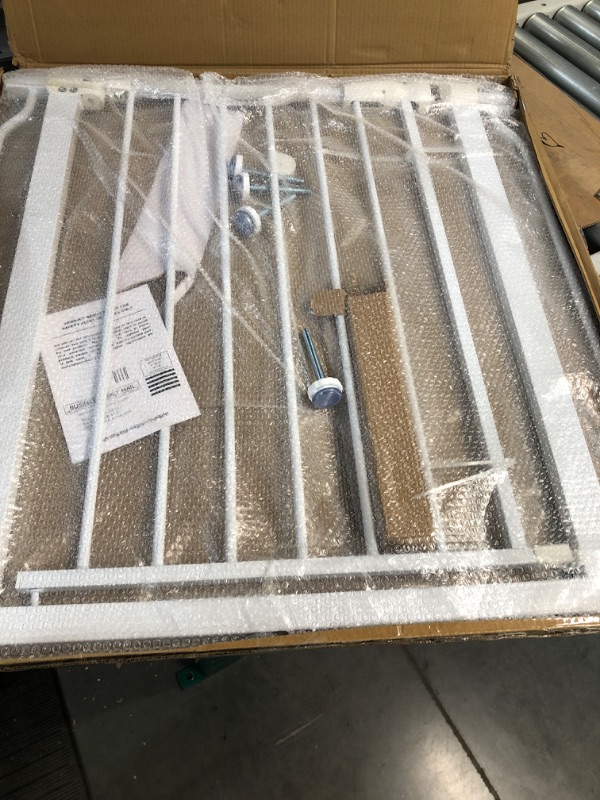 Photo 1 of BalanceFrom Easy Walk-Thru Safety Gate for Doorways and Stairways with Auto-Close/Hold-Open Features, Multiple Sizes, White 30-inch Tall, No Caps Fits 29.1 - 33.8" Wide
