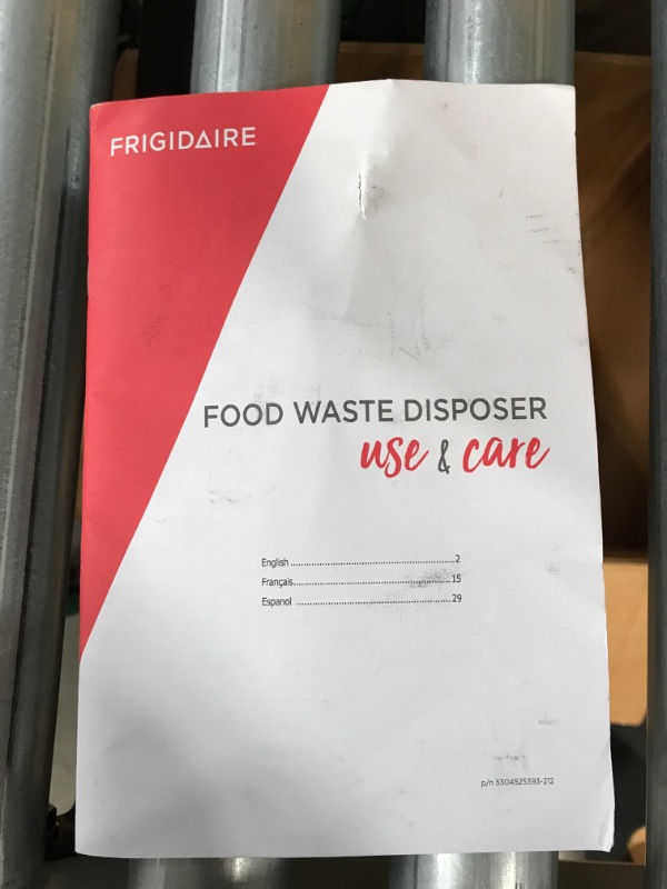 Photo 3 of **DAMAGE: SEE NOTES** Frigidaire FF13DISPC1 1.25 HP Corded Garbage Disposer for Kitchen Sinks 1 1/4 Horsepower