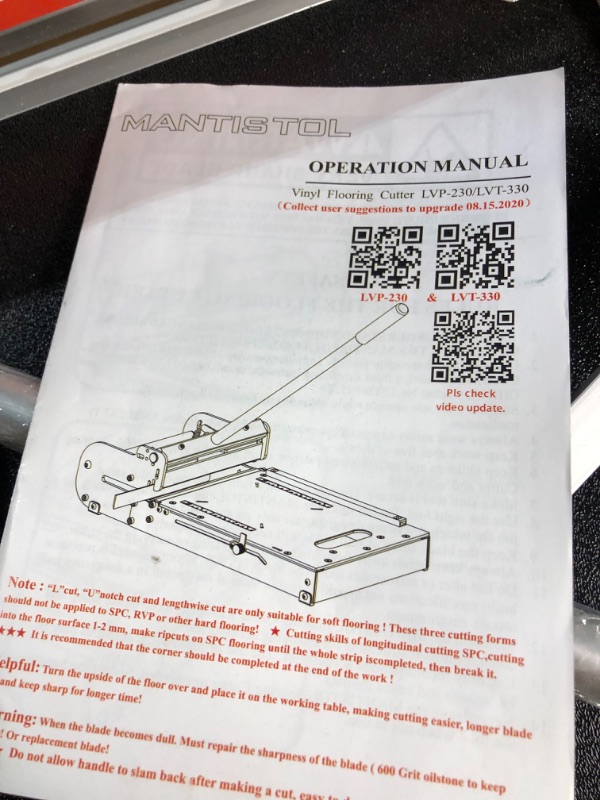 Photo 6 of **USED/SEE NOTES** MantisTol 13" Pro Vinyl Floor Cutter LVT-330 for VCT,LVT, SPC, PVC, LVP, WPC and Rigid Core Vinyl Plank; Best buy! 13.1"