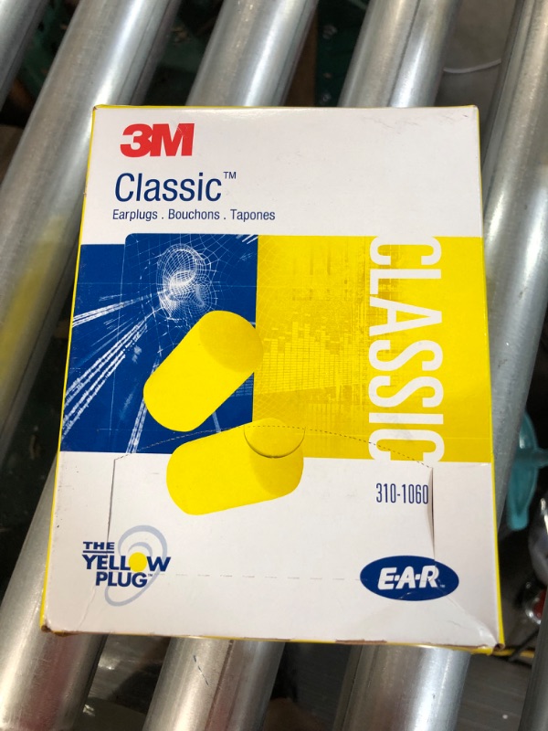 Photo 2 of *USED/PREV OPEN/SEE NTOES** 3M Ear Plugs, 30 Pairs/Box, E-A-R Classic 310-1060, Uncorded, Disposable, Foam, NRR 29, 1 Pair/Pillow Pack,Yellow