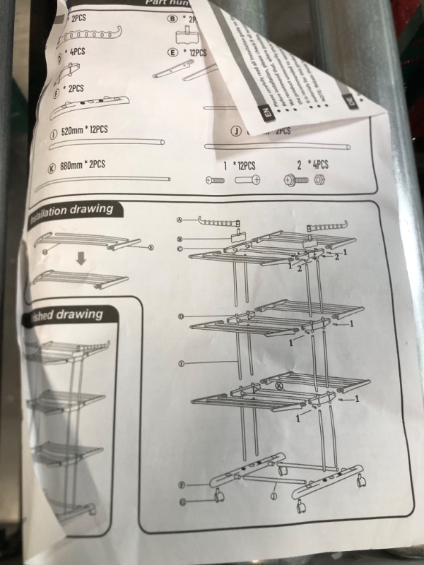 Photo 1 of *NEW* SEE COMMENTS!! Clothes Drying Racks, Innotic Folding Stainless Steel 3-Tier Rolling Collapsible- Casters Gray Blue