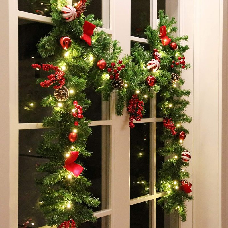 Photo 1 of *USED* Christmas Garland, Battery Operated 8 Lighting Modes