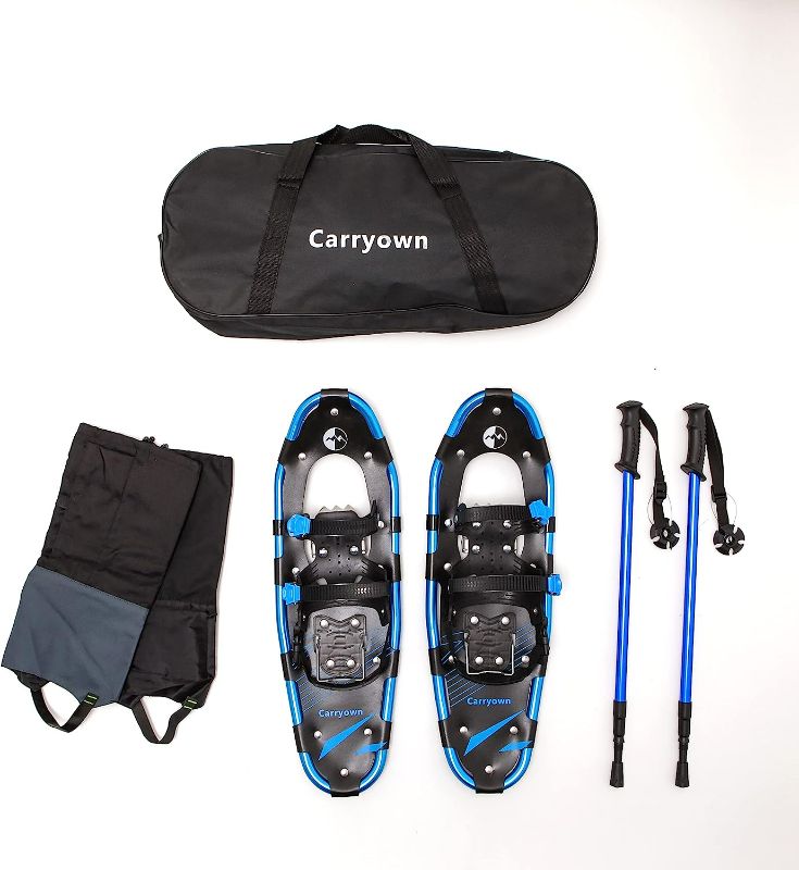 Photo 1 of Carryown 3 in 1 Light Weight Snowshoes, Aluminum Alloy Terrain Snow Shoes with Trekking Poles and Carrying Tote Bag, 14" /21"/ 25"/ 30"