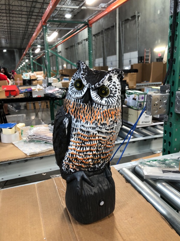 Photo 2 of Plastic Owl to Keep Birds Away,Owl Scarecrows with Flashing Eyes&Frightening Sound,Owl for Bird Control for Garden Yard Outdoor