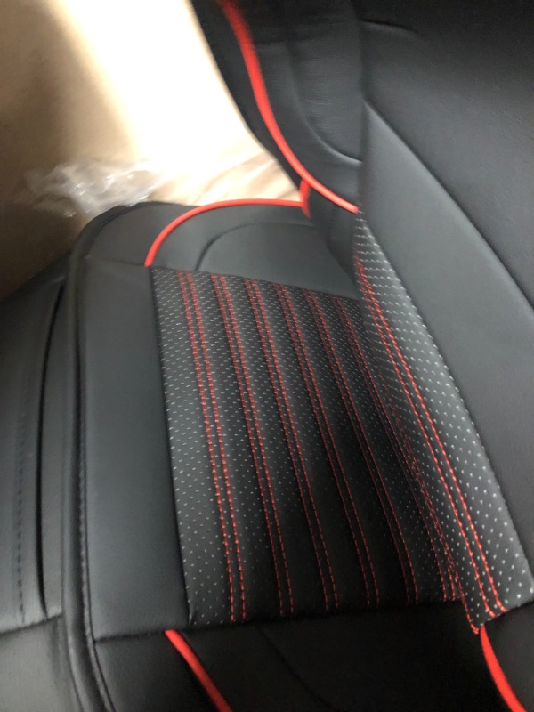 Photo 1 of CAR PASS Leather seat Cover-Universal Quilting car seated  Cover with 5mm Composite Sponge Inside,Airbag Compatible,2zipper Bench for Most Sedan,SUV,Truck (Full Set,Red) Separate Hat Red
