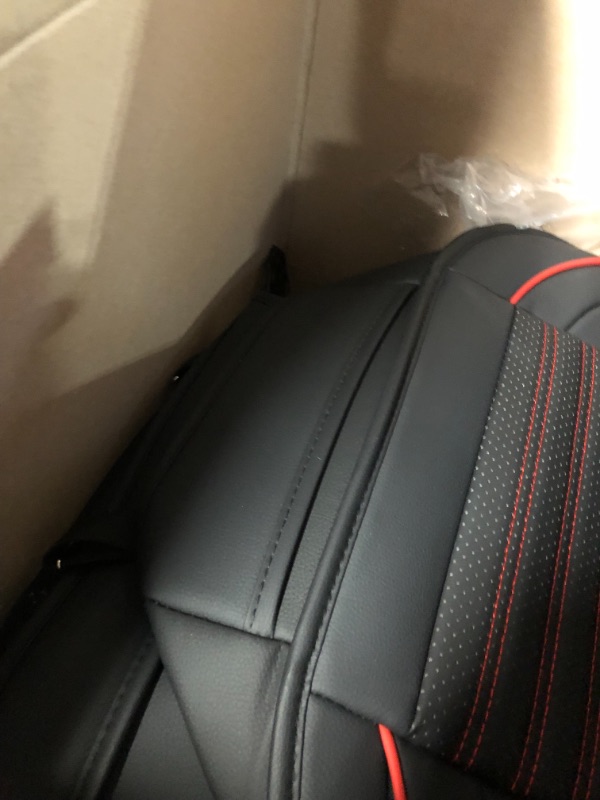 Photo 1 of CAR PASS Leather seat Cover-Universal Quilting car seated  Cover with 5mm Composite Sponge Inside,Airbag Compatible,2zipper Bench for Most Sedan,SUV,Truck (Full Set,Red) Separate Hat Red
