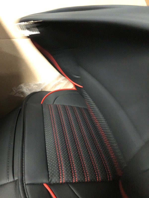 Photo 1 of CAR PASS Leather seat Cover-Universal Quilting car seated  Cover with 5mm Composite Sponge Inside,Airbag Compatible,2zipper Bench for Most Sedan,SUV,Truck (Full Set,Red) Separate Hat Red