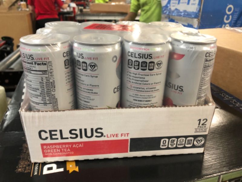 Photo 2 of ( EXP 04/24) CELSIUS Raspberry Acai Green Tea, Functional Essential Energy Drink 12 Fl 12 PK 