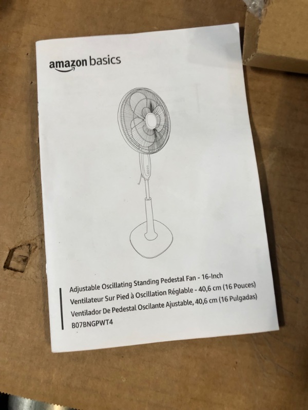 Photo 3 of Amazon Basics Oscillating Dual Blade Standing Pedestal Fan **LOOKS NEW** *TURNS ON*