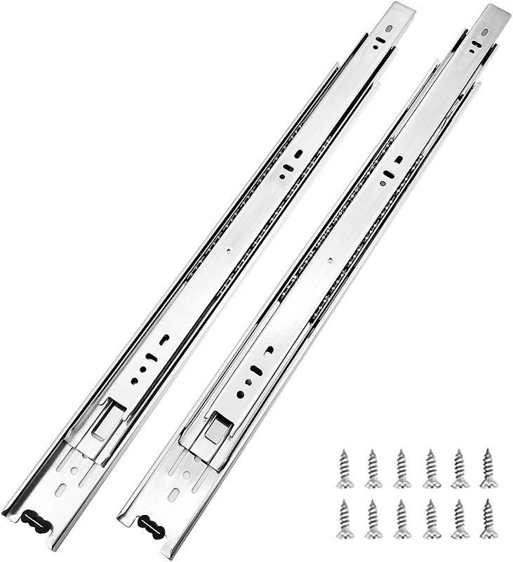 Photo 1 of 10 Pairs of 22 Inch Hardware 3-Section Full Extension Ball Bearing Side Mount Drawer Slides,100 LB Capacity Drawer Slide