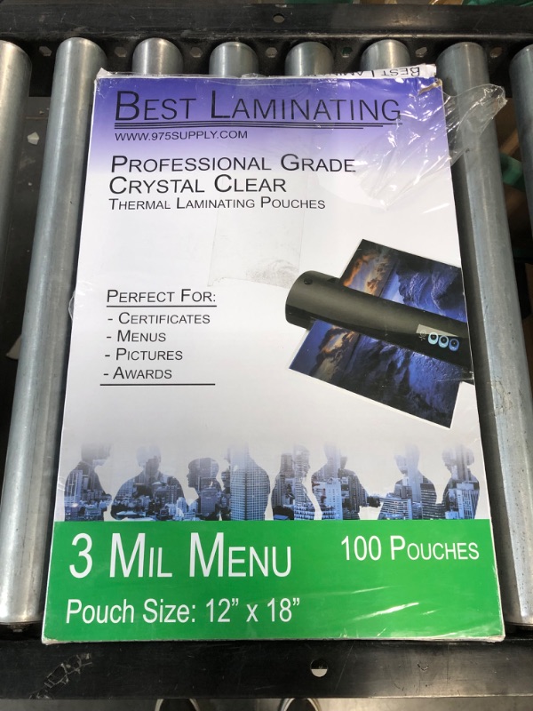 Photo 2 of Best Laminating - 3 Mil Clear Menu Size Thermal Laminating Pouches - 12 X 18 - Qty 100