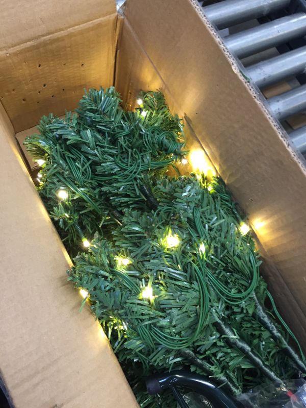 Photo 2 of 6 Ft Artificial Green Christmas Tree Garland 150 LEDs