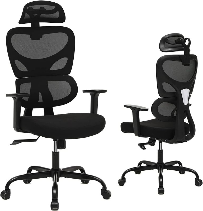 Photo 1 of Ergonomic Office Chair,High Back Breathable Mesh Desk Chair with Adjustable Armrest,Headrest,Lumbar Support,Tilt Function,Large Comfy Computer Chair for Gaming, Executive, Office(Black)
