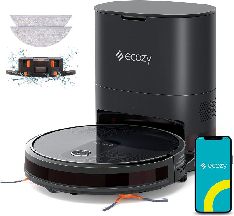 Photo 1 of ecozy Robot Vacuum Self Emptying and Mop Combo, 3000Pa Suction Robotic Vacuum Cleaner, Auto Dirt Disposal, No Go Zones, Works with Alexa, Ideal for Carpets, Hard Floors, RV-SG250B
