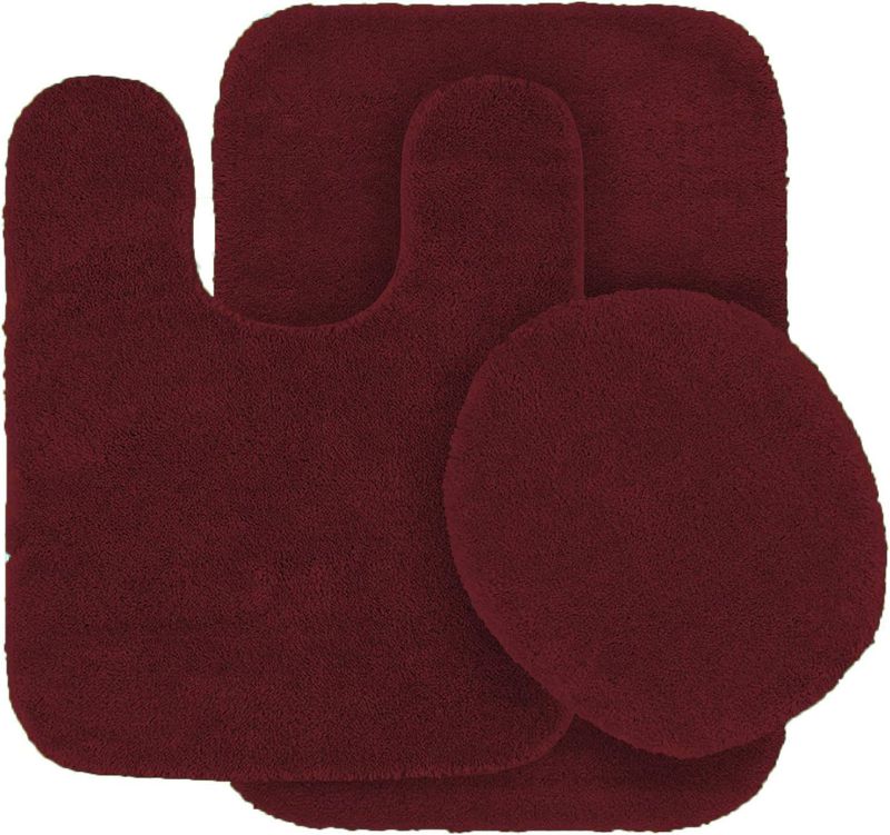 Photo 1 of 3 pc Solid Burgundy Bathroom Rug Set Bath mats Bath Set Super Soft Anti Slip Soft Mats New
