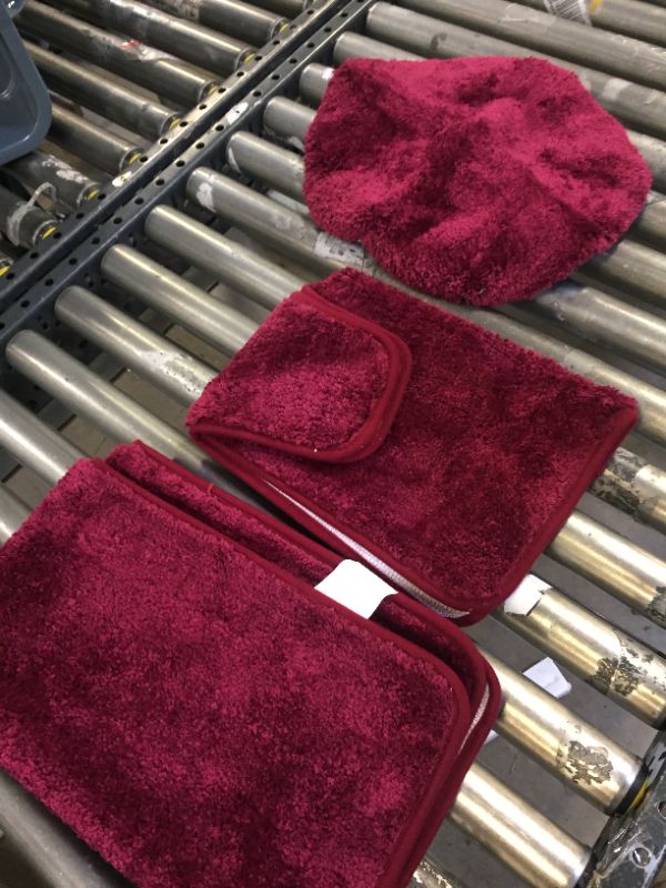 Photo 2 of 3 pc Solid Burgundy Bathroom Rug Set Bath mats Bath Set Super Soft Anti Slip Soft Mats New
