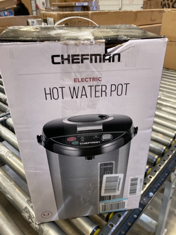 Photo 2 of Chefman 5.3 Liter Instant Electric Auto Dispense Hot Water Pot, Stainless Steel-----------water residue