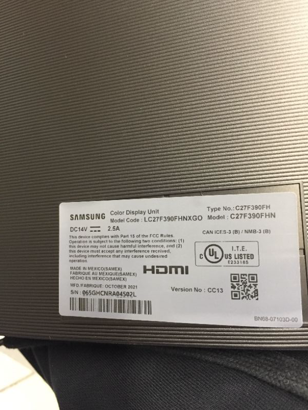 Photo 6 of Samsung CF390 Series 27 inch FHD 1920x1080 Curved Desktop Monitor for Business, HDMI, VGA, VESA mountable, TAA (C27F390FHN), Black 27-inch Curved VGA/HDMI/