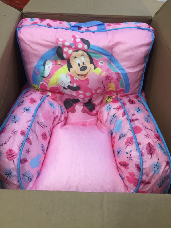 Photo 2 of Disney Minnie Mouse Toddler Nylon Bean Bag Chair with Piping & Top Carry Handle