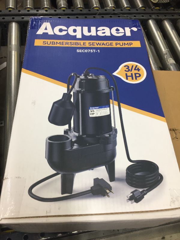 Photo 2 of Acquaer 1/2HP Submersible Sewage/Effluent Pump, 6000 GPH, Cast Iron, Automatic Tethered Float Switch, 115V Sump Pump for Septic Tank, Residential Sewage, Basement, 2'' NPT Discharge 1/2 HP