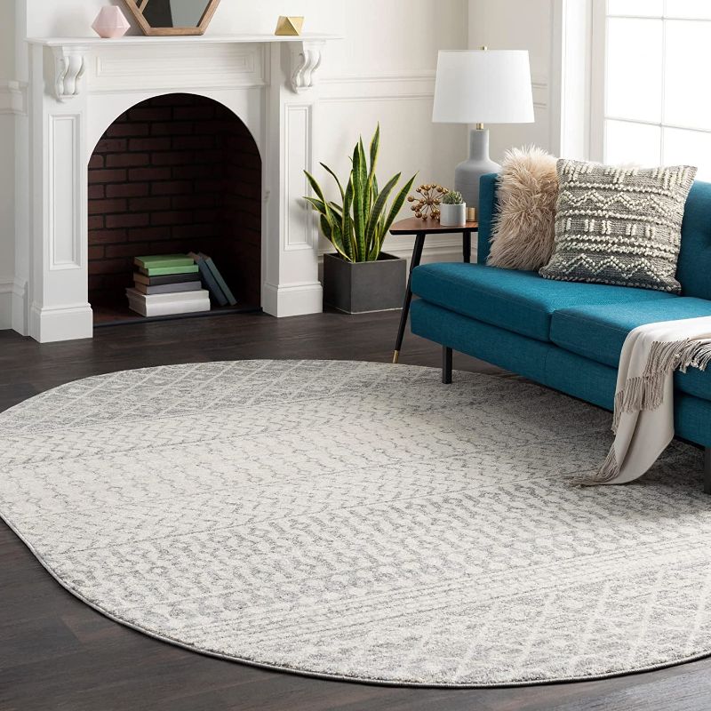 Photo 1 of Artistic Weavers Chester Boho Moroccan Area Rug,4' x 6' Oval,Grey
