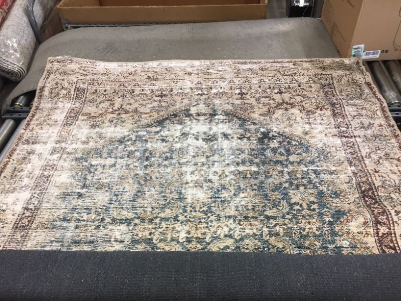 Photo 2 of Amber Lewis x Loloi Georgie Collection GER-04 Teal / Antique 5' x 7'6" Area Rug 5' x 7'6" Teal / Antique Runner