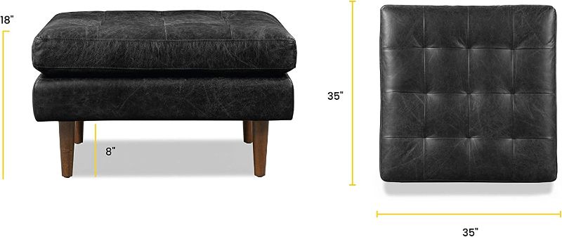 Photo 1 of 
POLY & BARK Napa Ottoman in Full-Grain Semi-Aniline Italian Tanned Leather in Midnight Blue