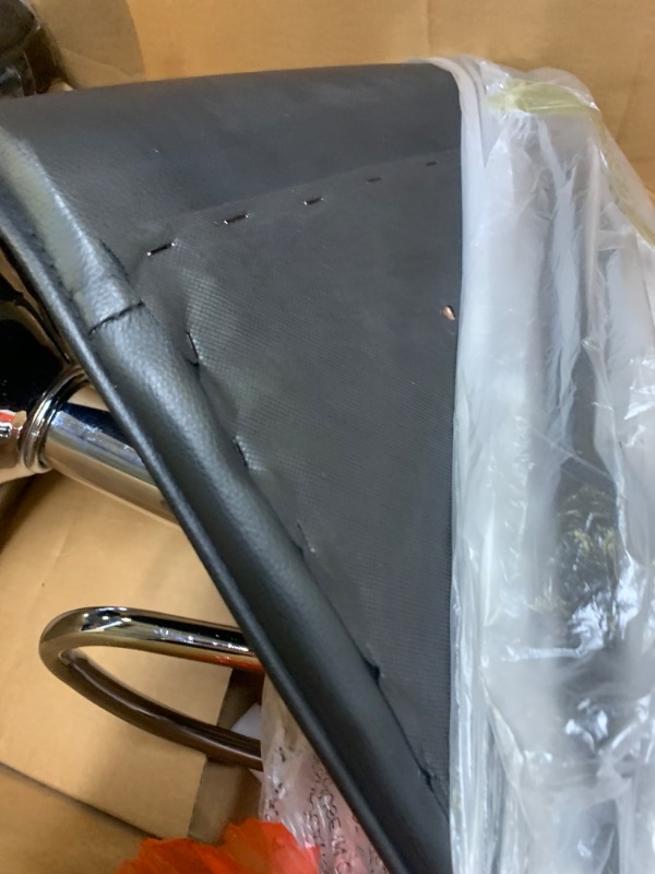 Photo 5 of Black Leather Stool --- Box Packaging Damaged, Moderate Use, Scratches and Scuffs on Item, Missing Hardware
