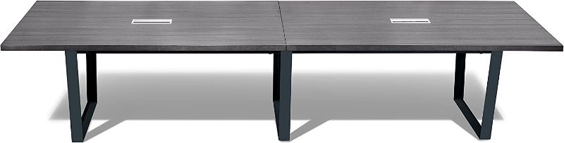 Photo 1 of 12 Foot Conference Room Table | Modern, Stylish Boardroom Desk with Metal Frame & Legs | Easy-to-Assemble Meeting Room Table Keeps Your Cables & Wires Hidden (12 Foot, Grey) --- Box Packaging Damaged, Item is New

