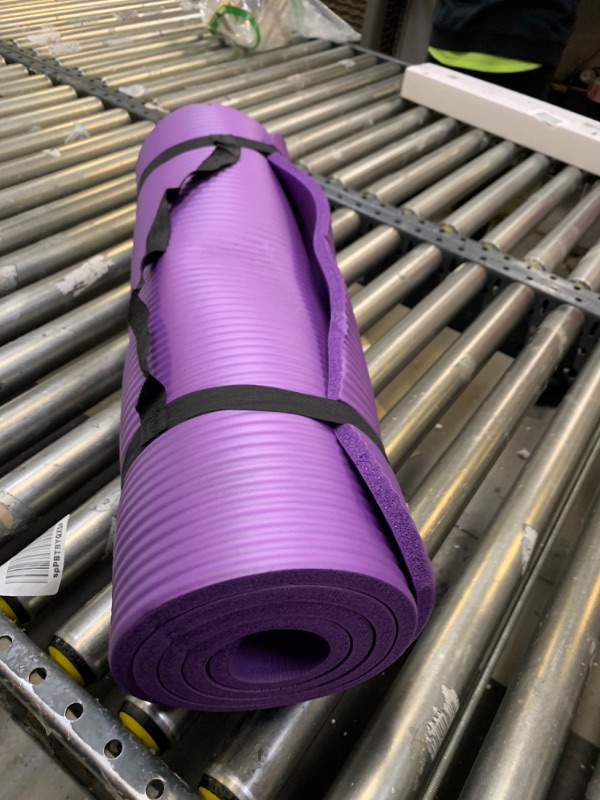 Photo 2 of Amazon Basics Extra Thick Exercise Yoga Gym Floor Mat with Carrying Strap - 74 x 24 x .5 Inches, Purple & High-Density  --- No Box Packaging, Moderate Use, Slightly Dirty From Previous Use, Indents in Foam From Previous Use