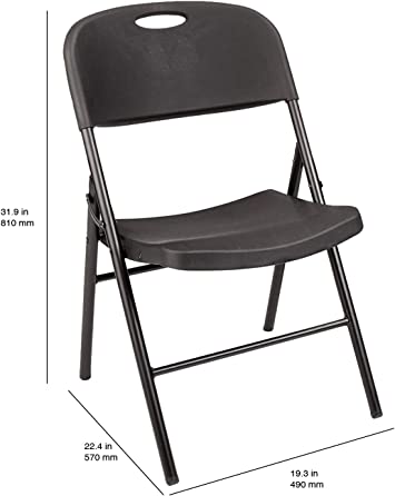 Photo 1 of Amazon Basics Folding Plastic Chair with 350-Pound Capacity - Black --- No Box Packaging, Minor Use, Slightly Dirty from Shipping