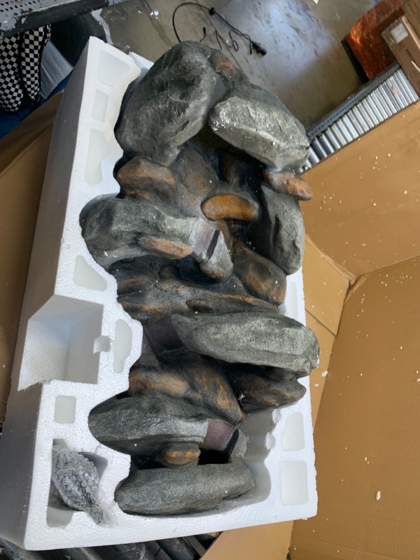 Photo 3 of Alpine Rock Waterfall Fountain with LED Light --- Box Packaging Damaged, Moderate Use,  Missing Parts
