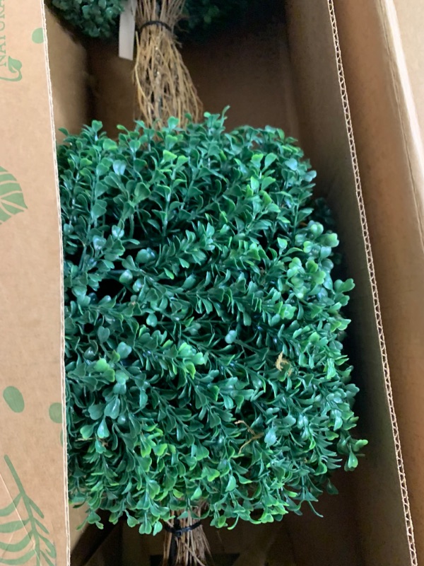 Photo 7 of 4.5ft. Boxwood Double Ball Topiary Artificial Tree (Indoor/Outdoor) --- Box Packaging Damaged, Item is New
