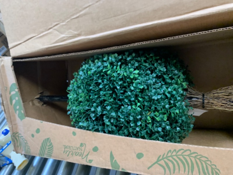 Photo 6 of 4.5ft. Boxwood Double Ball Topiary Artificial Tree (Indoor/Outdoor) --- Box Packaging Damaged, Item is New
