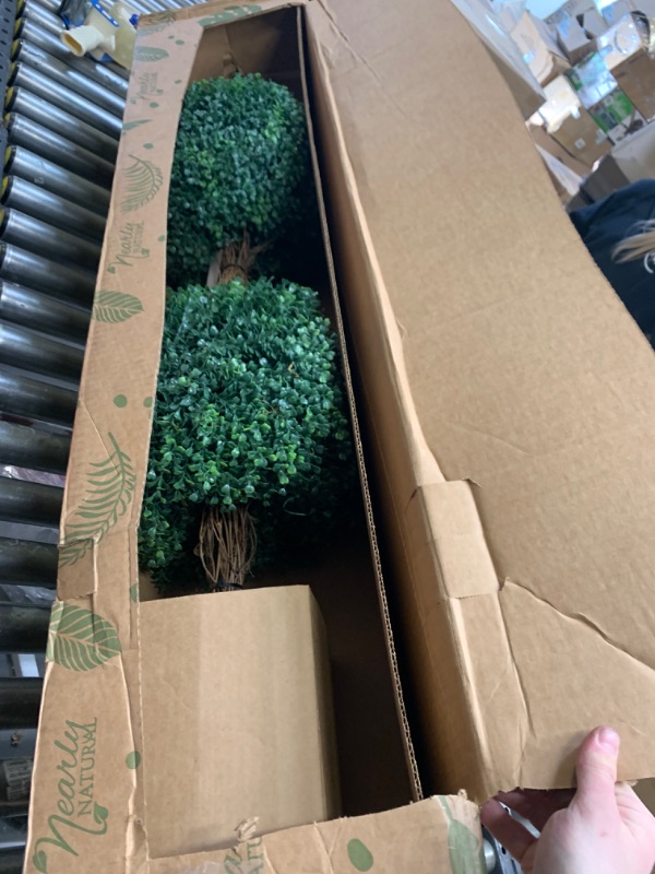 Photo 3 of 4.5ft. Boxwood Double Ball Topiary Artificial Tree (Indoor/Outdoor) --- Box Packaging Damaged, Item is New
