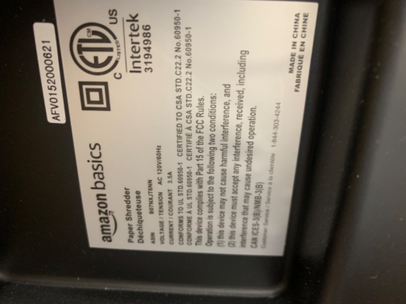 Photo 5 of Amazon Basics 150-Sheet Autofeed Micro-Cut Paper Shredder 150 Sheet Shredder --- Box Packaging Damaged, Item is New
