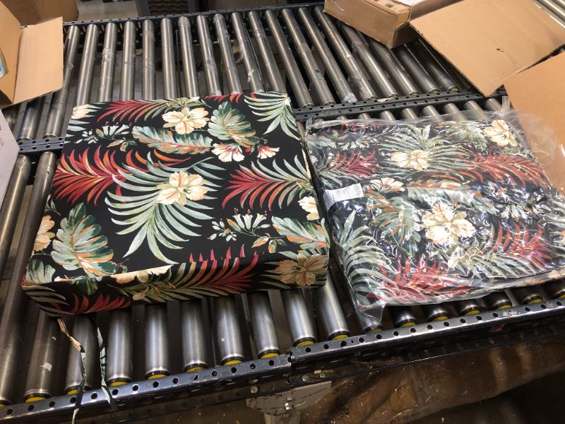 Photo 1 of Arden Selections Outdoor Deep Seating Cushion Set 24 x 24, Simone Black Tropical 24 x 24 Simone Black Tropical