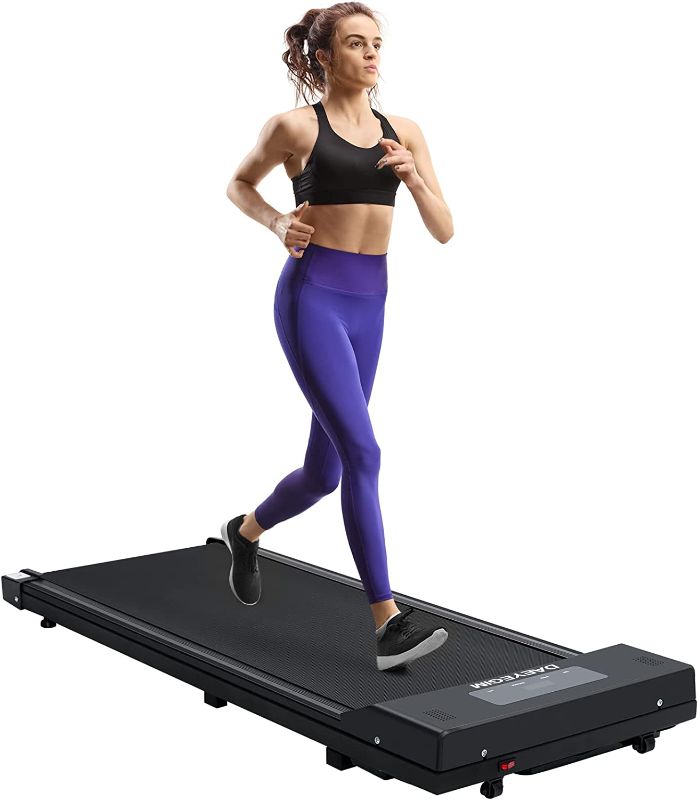 Photo 1 of Under Desk Treadmill DAEYEGIM 2 in 1 Walking Pad Desk Treadmill, Powerful and Quiet Walking Jogging Running Treadmill with Remote Control, Portable, Slim, Compact and Installation-Free for Home/Office
