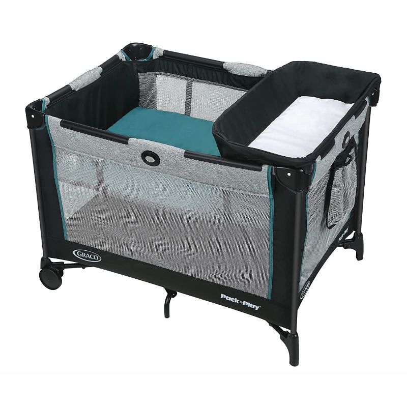 Photo 1 of Graco Pack 'n Play Simple Solutions Playard | Includes Integrated Diaper Changer, Darcie, 39.5x28.5x29 Inch (Pack of 1)
