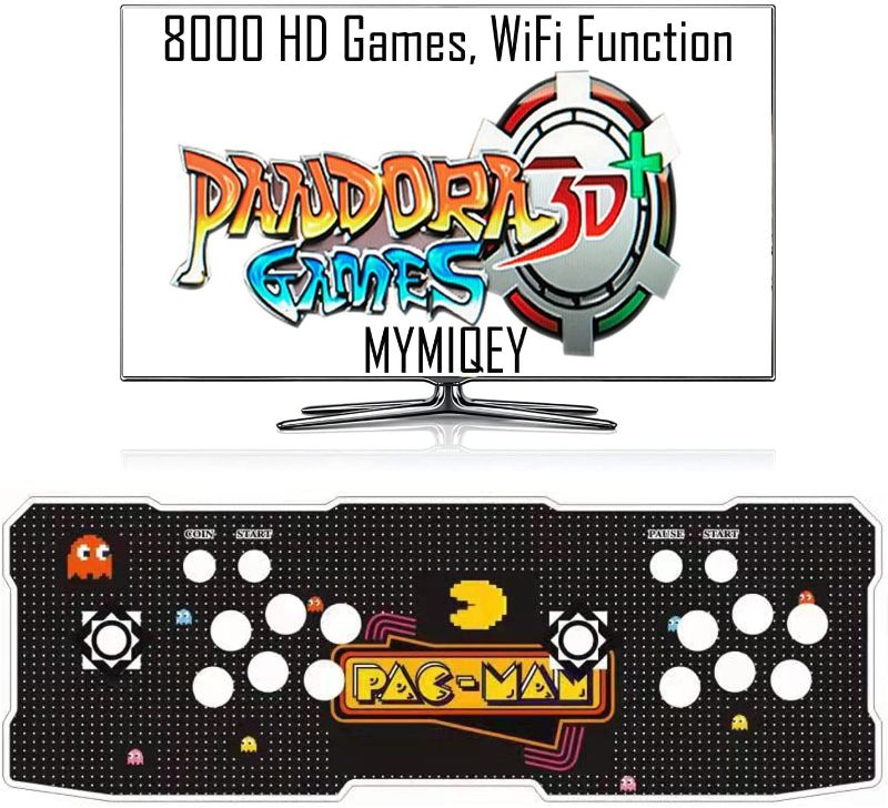 Photo 1 of [8000 Games in 1] Pandora Games 3D+ Arcade Console, Support WiFi to Download Extra 20000+ Games, Search/Save/Hide/Pause Games, 1280x720P, Support 1-4 Players, Support 3D Games, Favorite List
