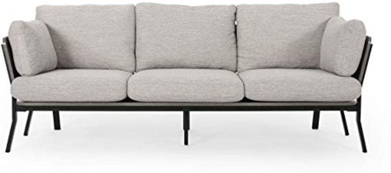 Photo 1 of Christopher Knight Home Abigail Mid-Century Modern 3 Seater Wood Frame Sofa, Light Gray, Gray, Black----minor use if used at all 
