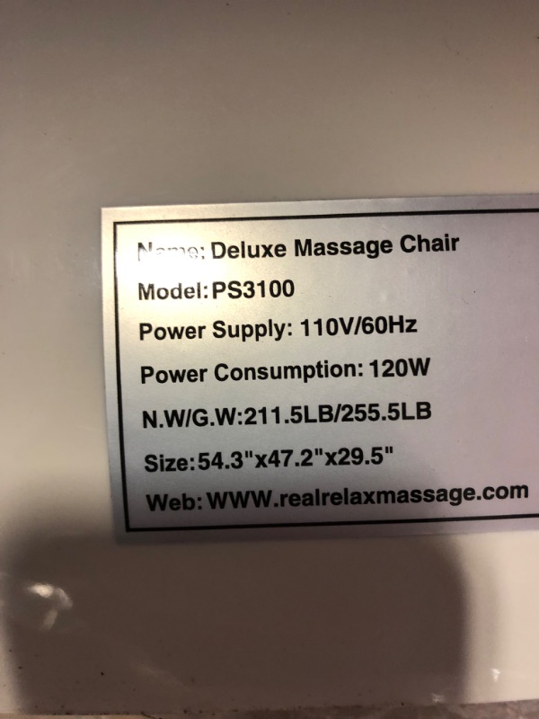 Photo 4 of Real Relax® PS3100 Massage Chair Brown----minor use if used at all 
